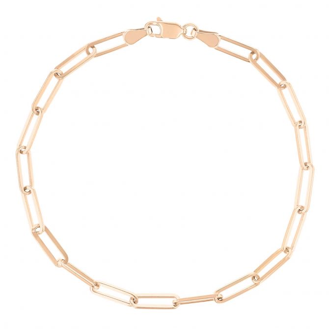 Paperclip Flat Link Bracelet in Rose Gold, 8"