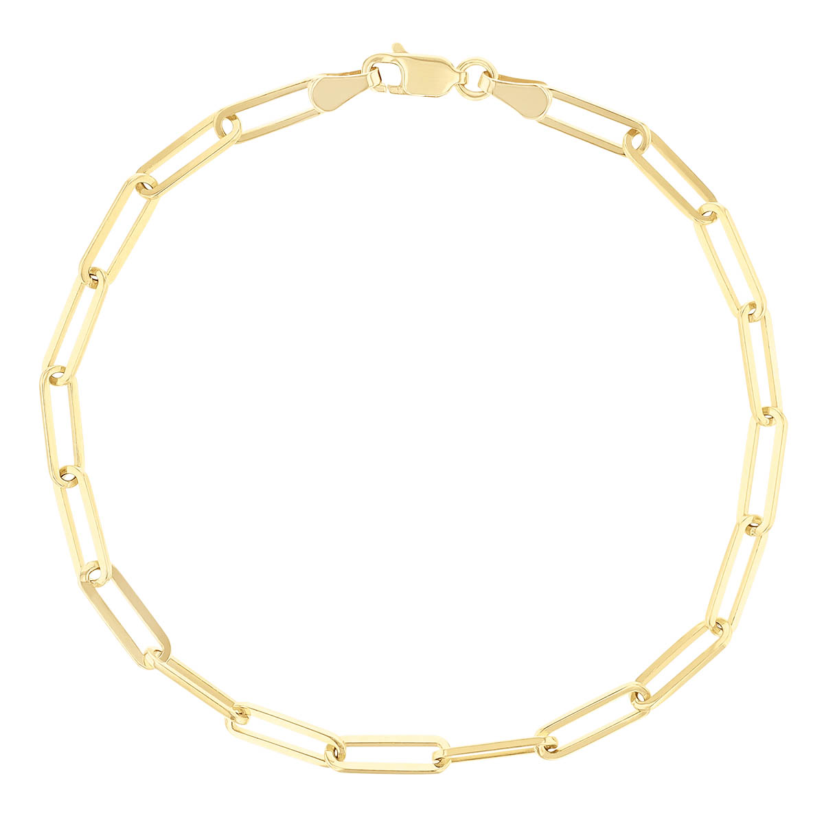 Paperclip Flat Link Bracelet in Yellow Gold, 8