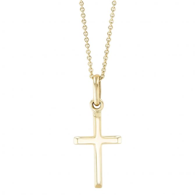 Yellow Gold Classic Cross Pendant, 16-18"