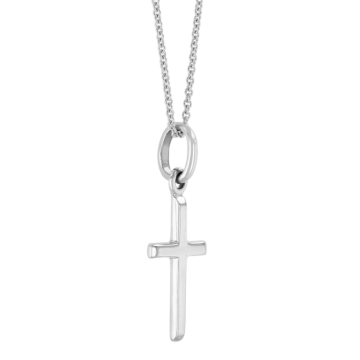 White Gold Classic Cross Pendant, 16-18
