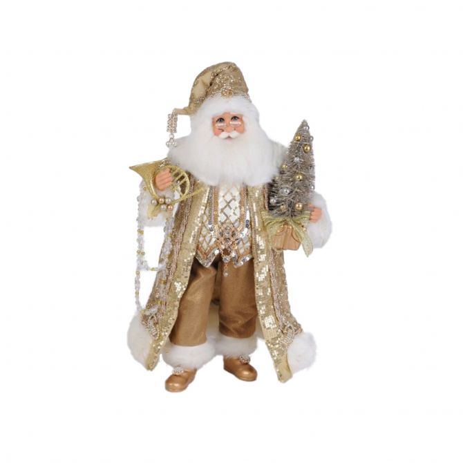 Karen Didion Lighted Gilded Gold Santa