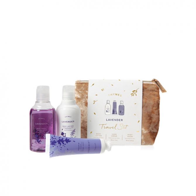 Thymes Lavender Travel Set with Beauty Bag