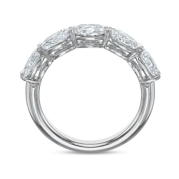 Oval Diamond 5 Stone East West Wedding Band in Platinum