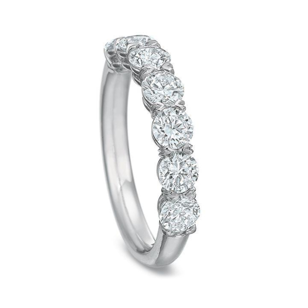 Round Diamond 7 Stone Wedding Band in Platinum