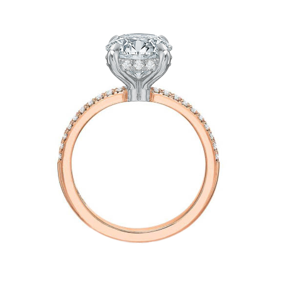 Kalahari Dream Diamond Engagement Ring with Hidden Halo in Rose Gold, 1.50 ct