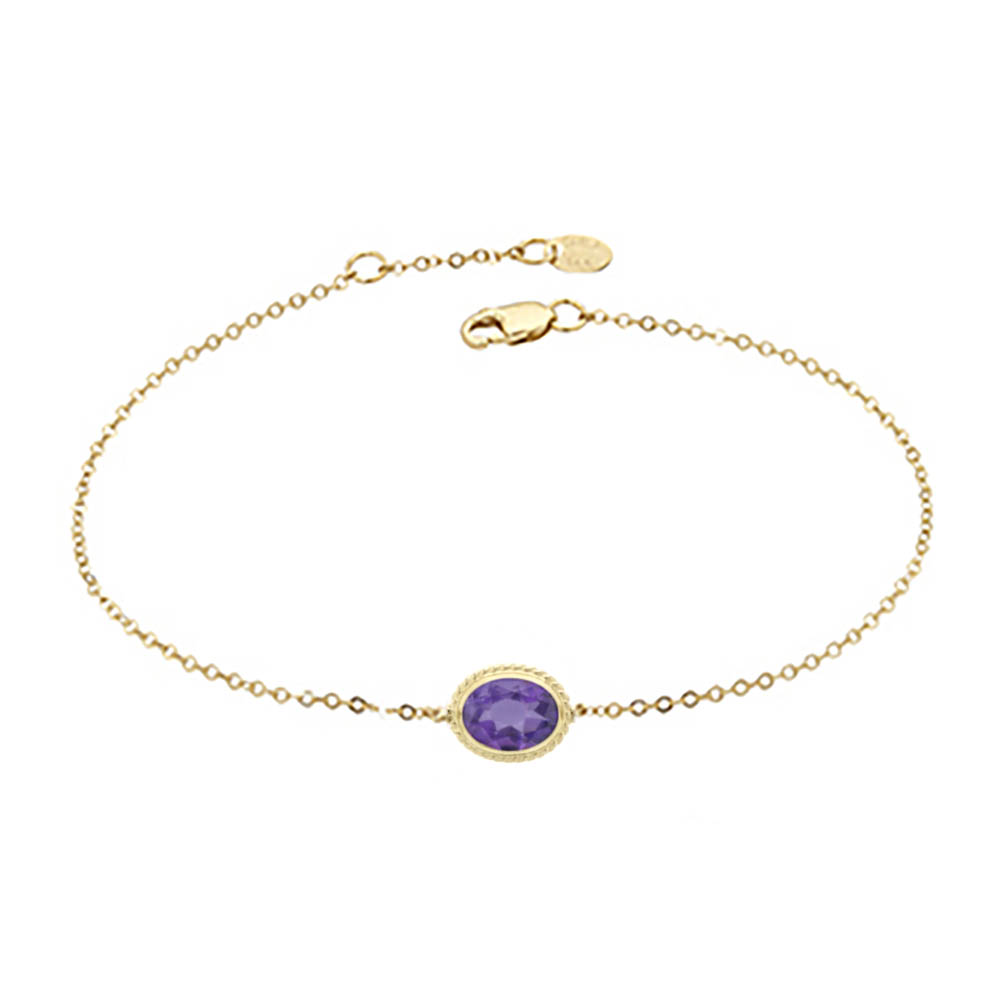 Amethyst Rope Bezel Set Bracelet in Yellow Gold