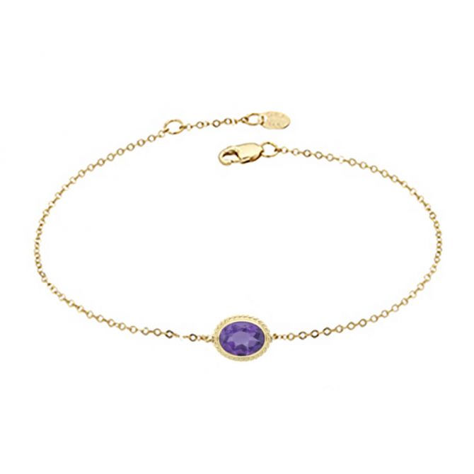 Amethyst Rope Bezel Set Bracelet in Yellow Gold