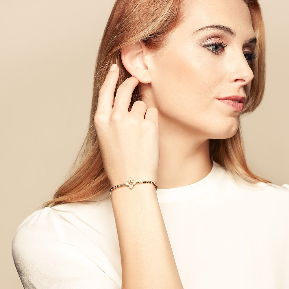 Roberto Coin Princess Flower Single Station Stretch Bracelet in Yellow Gold