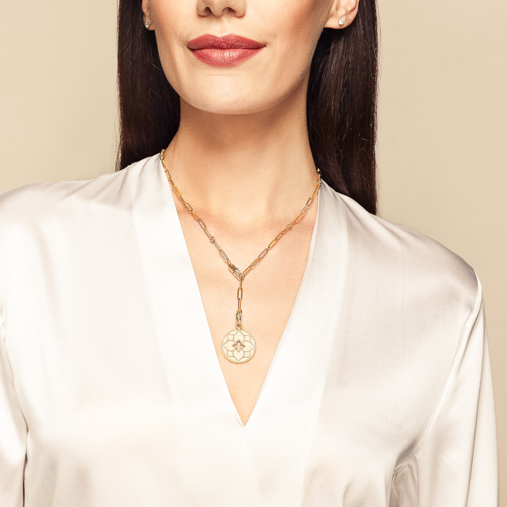 Roberto Coin Venetian Princess 18K Gold Satin Cutout Medallion with Diamonds