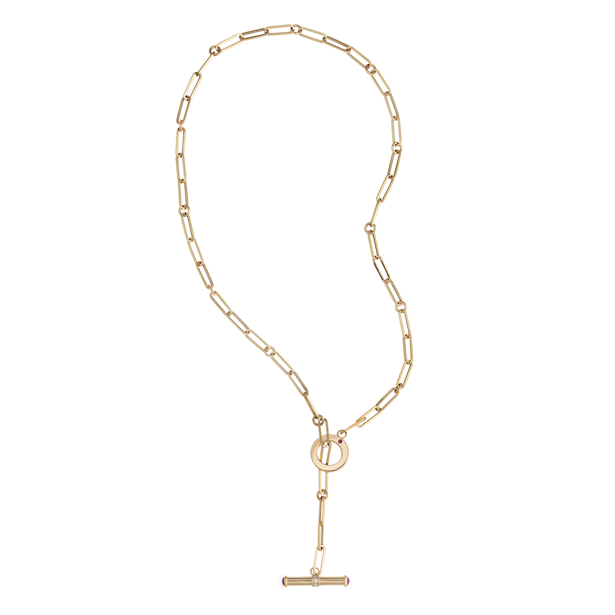 Roberto Coin Oro Classic Yellow Gold Paperclip Lariat Toggle Necklace, 17