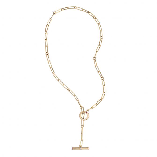 Roberto Coin Oro Classic Yellow Gold Paperclip Lariat Toggle Necklace, 17"