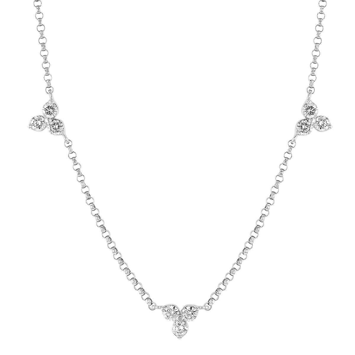 Roberto Coin Diamonds By The Inch Diamond Trio 5 Station Necklace in White Gold, 18