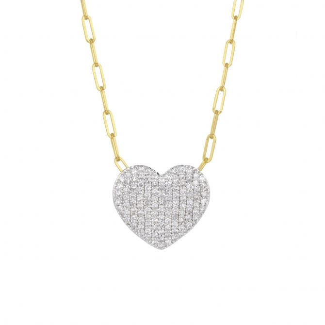 Phillips House Medium Infinity Diamond Pavé Heart Necklace in Yellow Gold, 18"