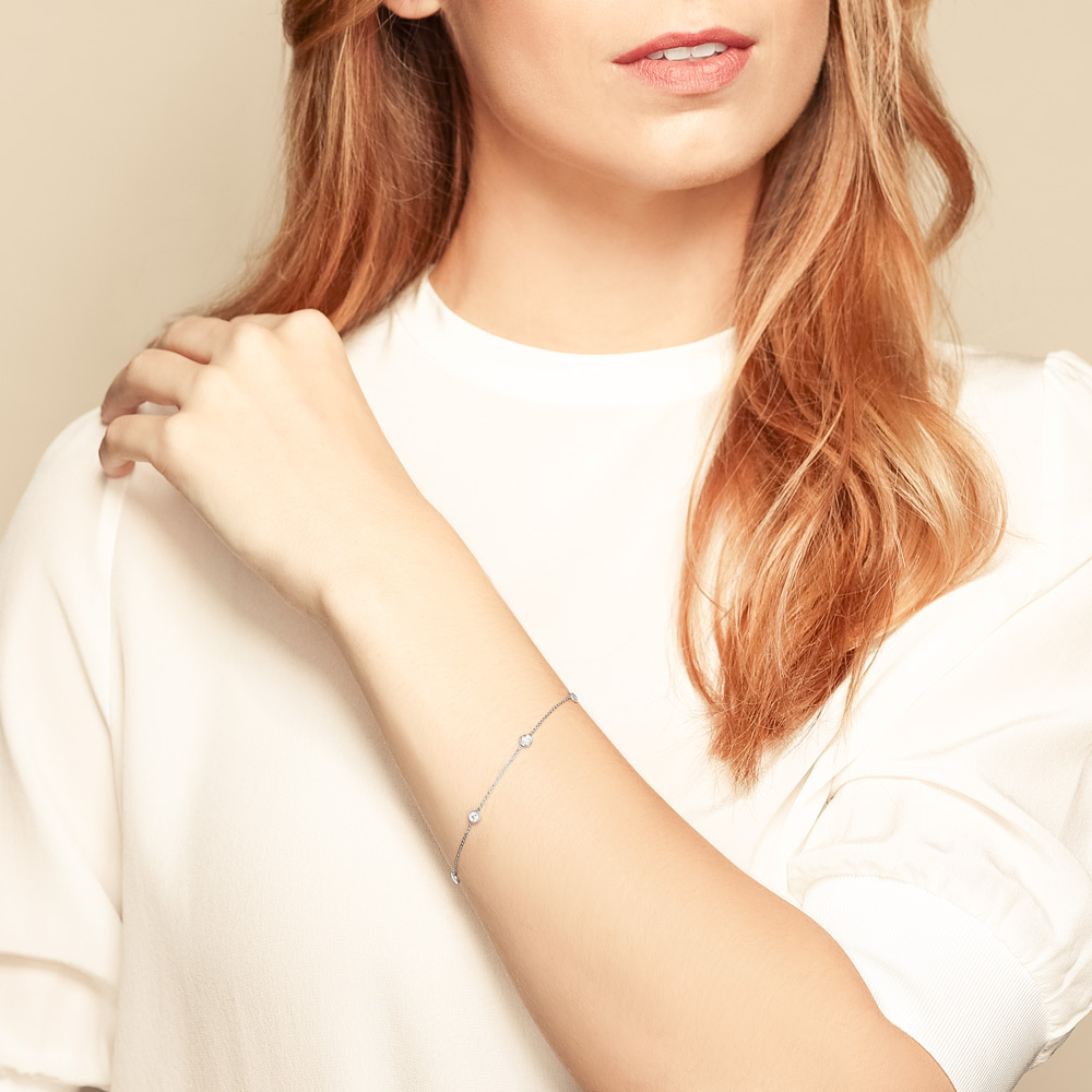 Roberto Coin Diamonds by the Inch 5 Station Bracelet in 18K Gold, 7