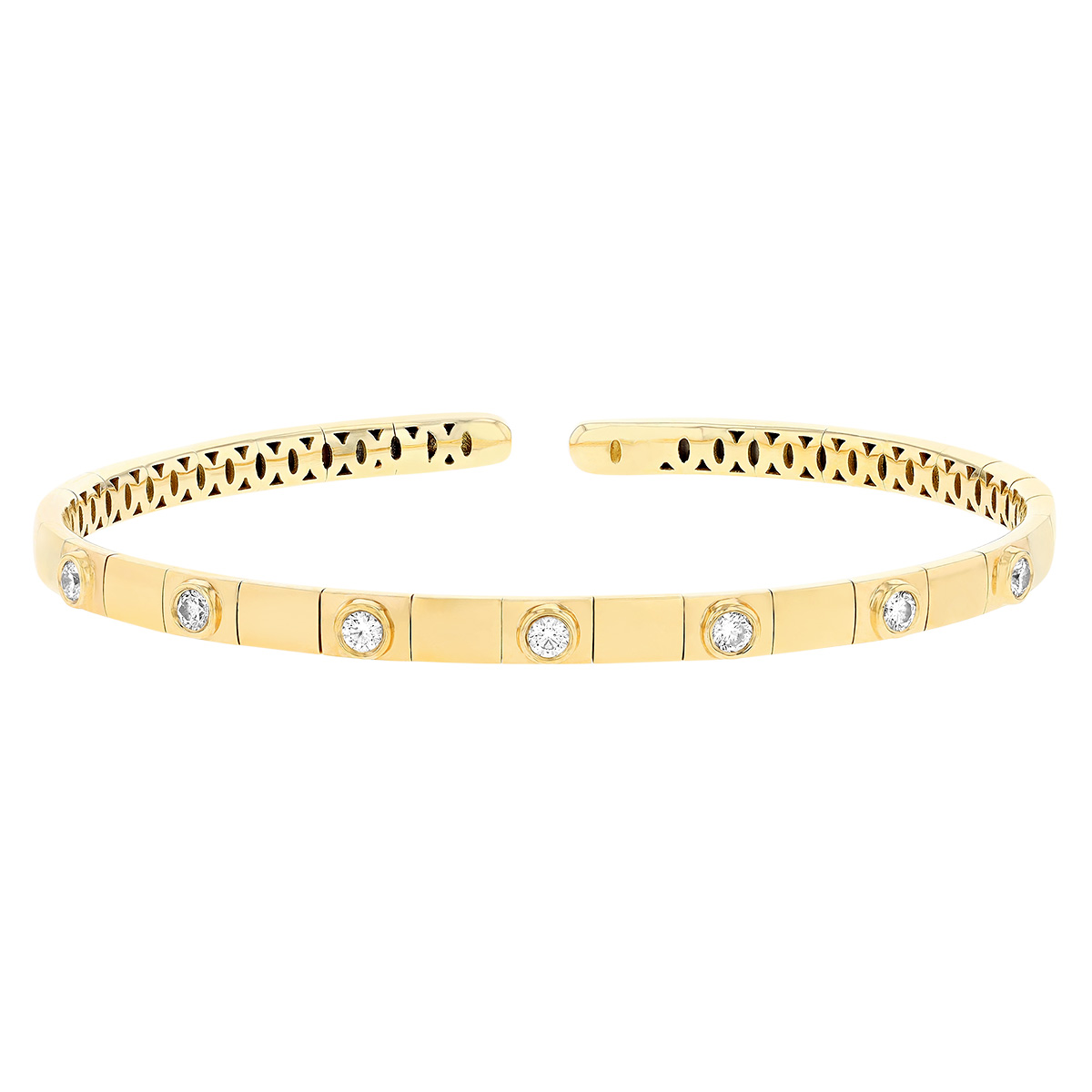 Yellow Gold Cuff Bracelet with 7 Flush Set Diamonds Borsheims
