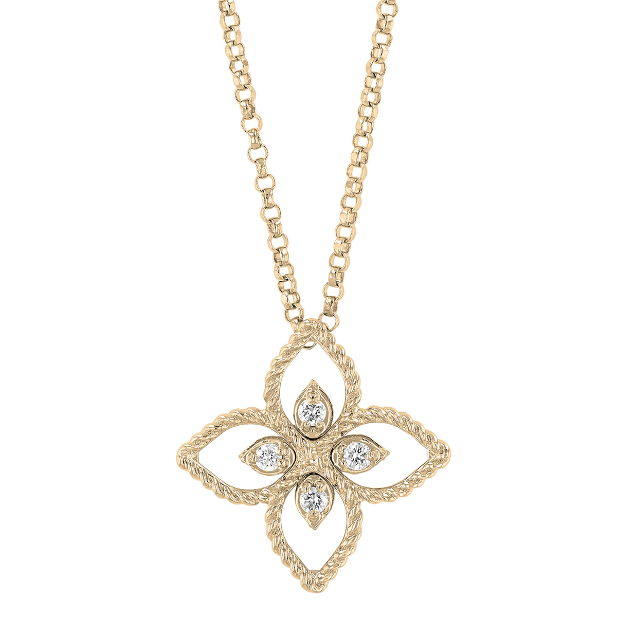 Roberto Coin Principessa Small Diamond Flower Pendant in 18K Gold, 18