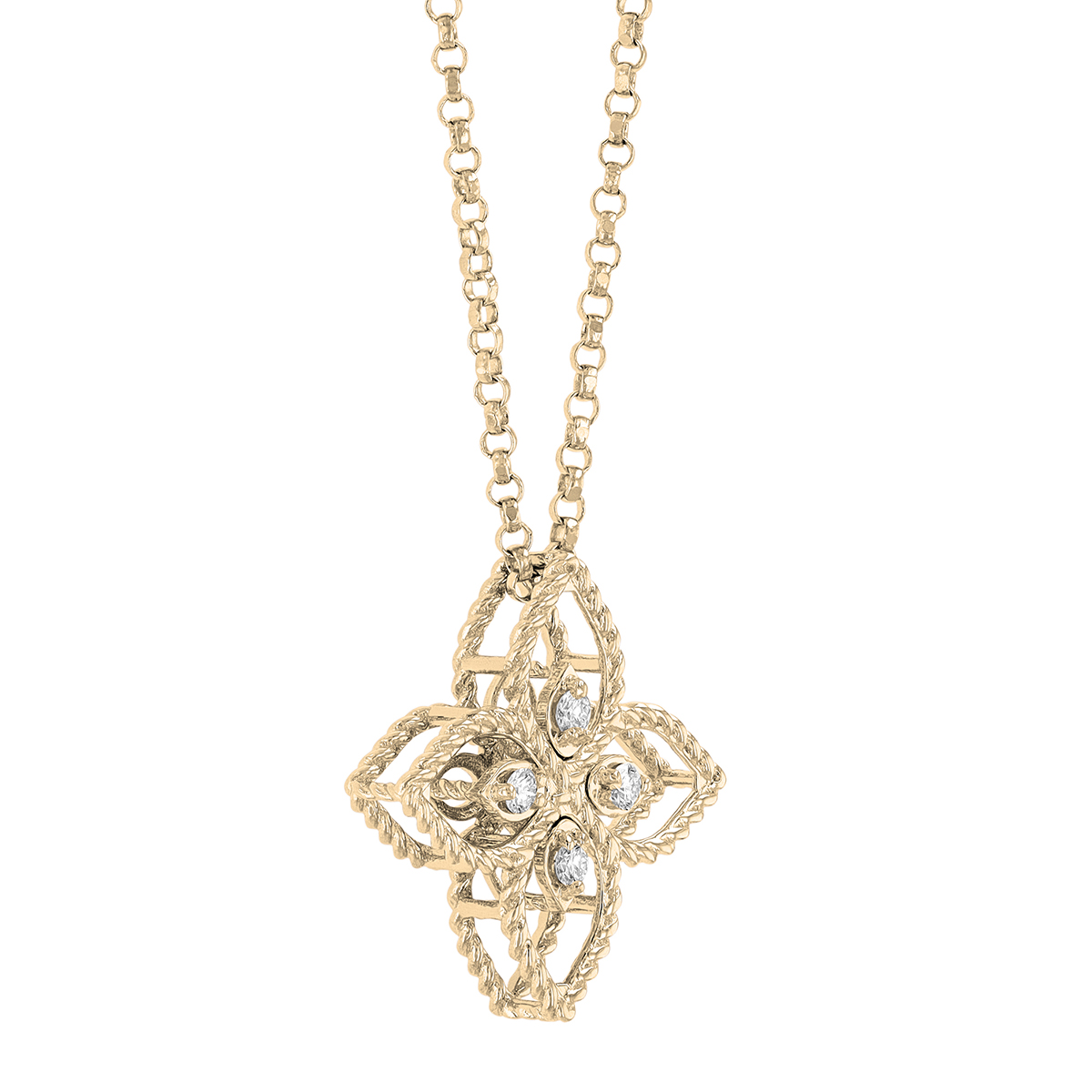 Roberto Coin Principessa Small Diamond Flower Pendant in 18K Gold, 18