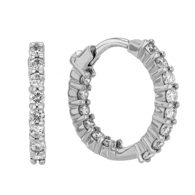 Roberto Coin Diamond Inside Out Petite Hoop Earrings in 18K Gold, 0.76 cttw