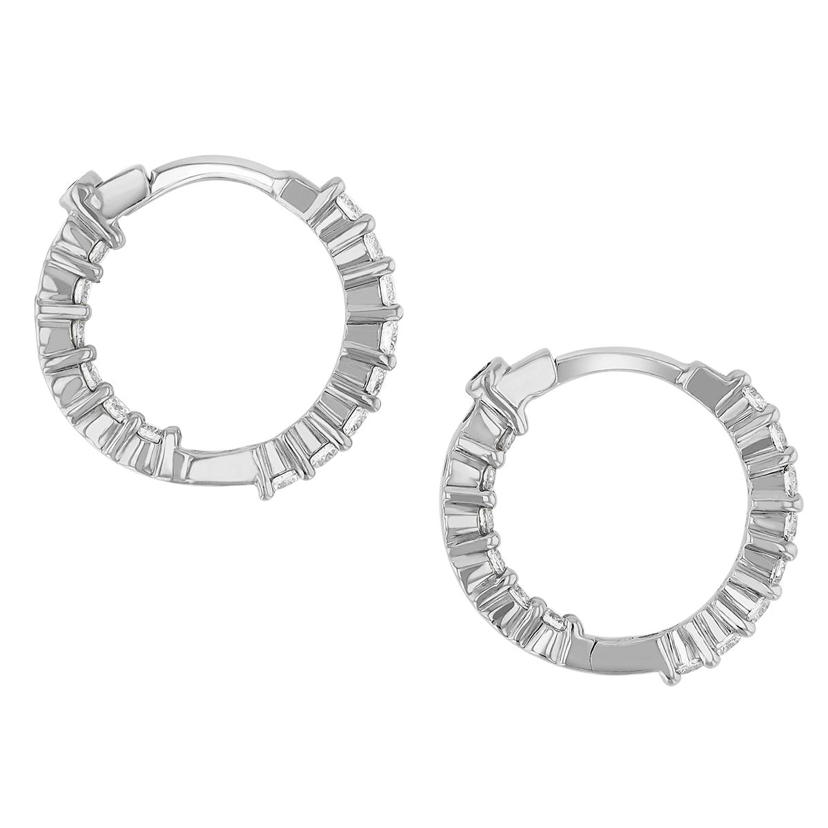 Roberto Coin Diamond Inside Out Petite Hoop Earrings in 18K Gold, 0.76 cttw