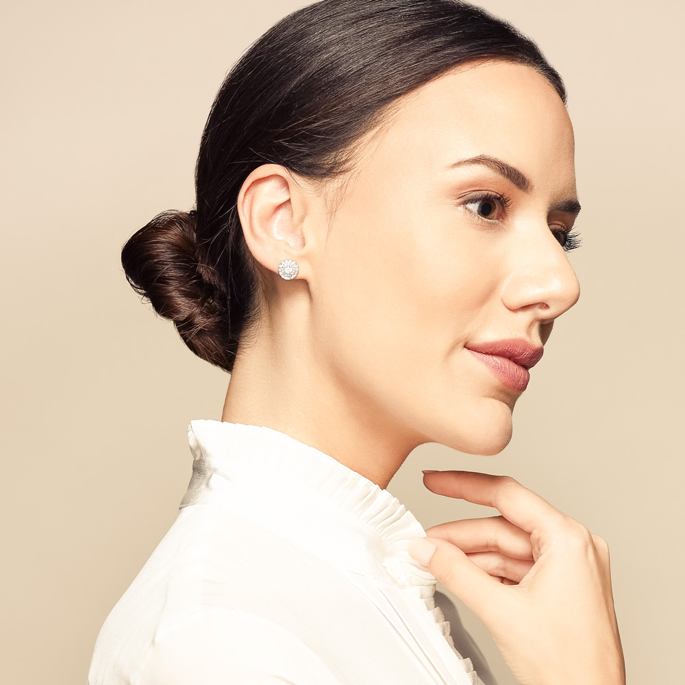 Roberto Coin Diamond Cluster Earrings in White Gold