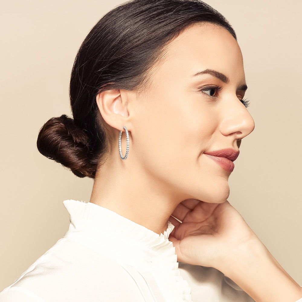 Roberto Coin Large Inside Outside Diamond Hoop Earrings, 3.45 cttw