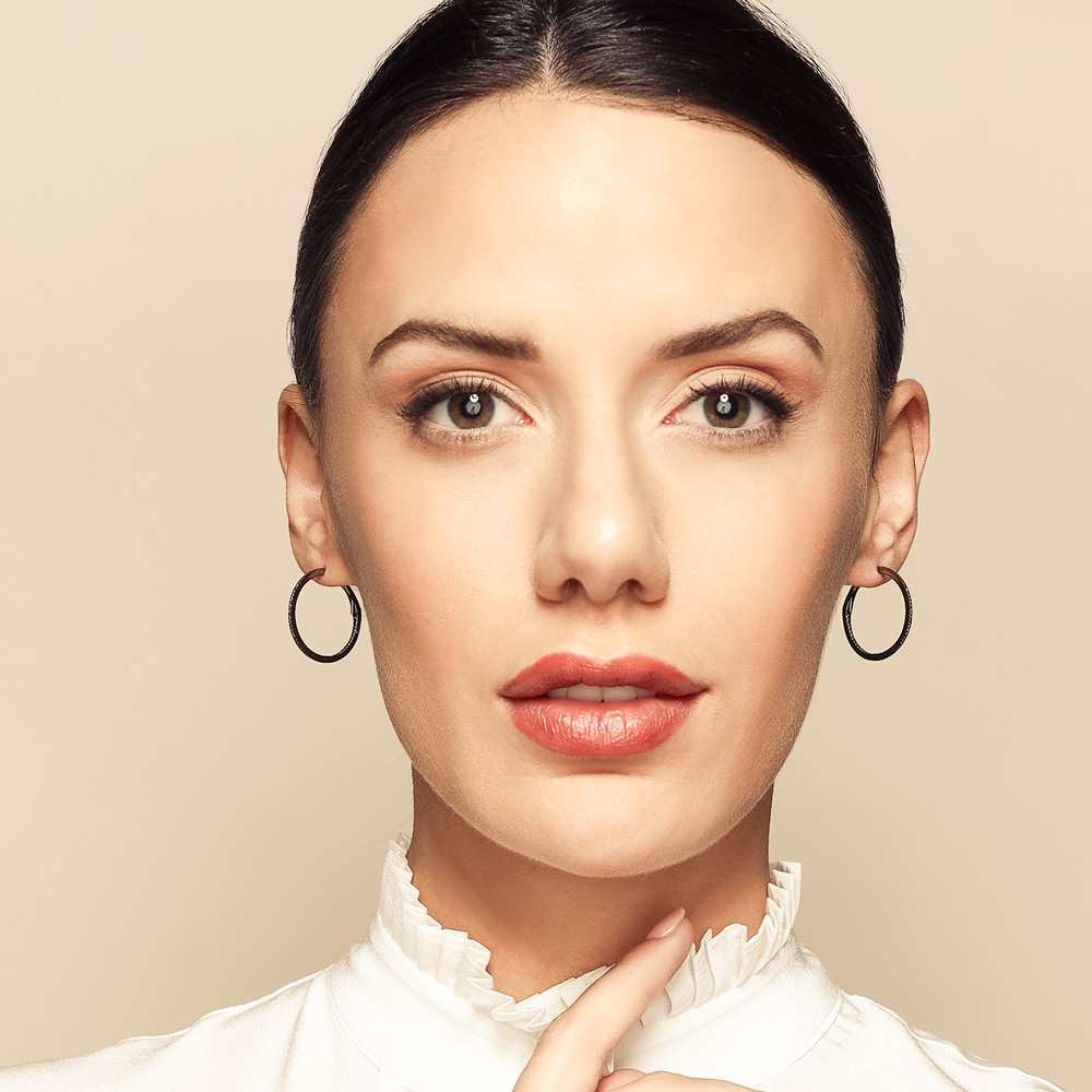 Black Diamond Inside Out Hoop Earrings in Black Rhodium Plated White Gold, 0.28 aptw