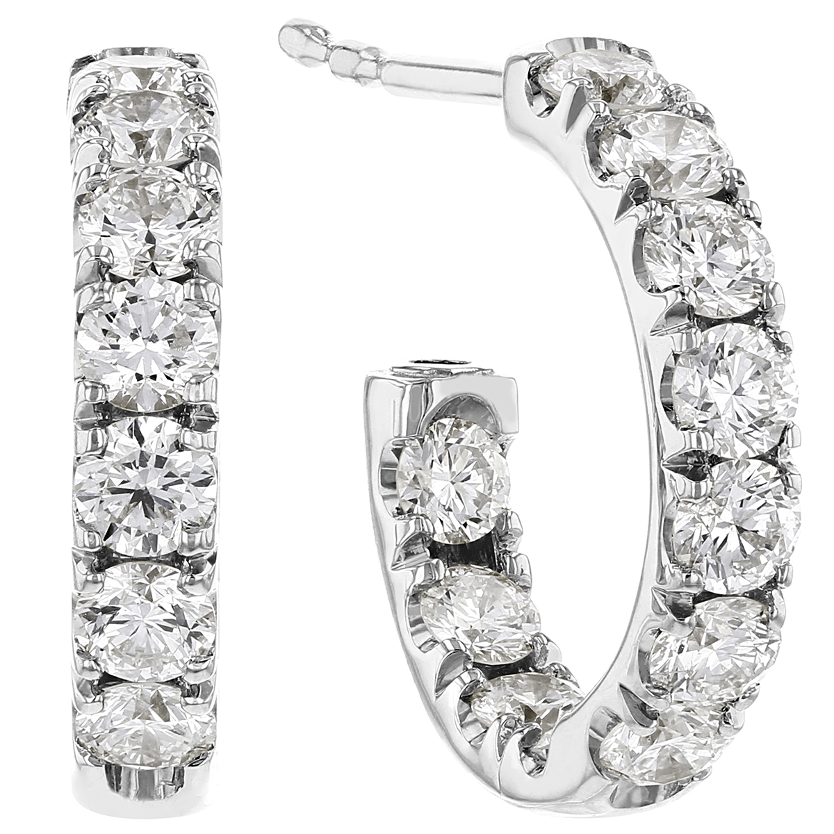 Roberto Coin Diamond Inside Out Open Hoop Earrings in 18K Gold, 1.30 cttw