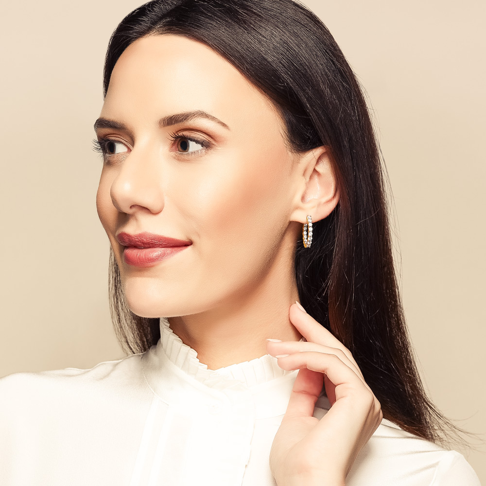 Roberto Coin Inside Outside Diamond Hoop Earrings in 18K Gold, 2.35 cttw