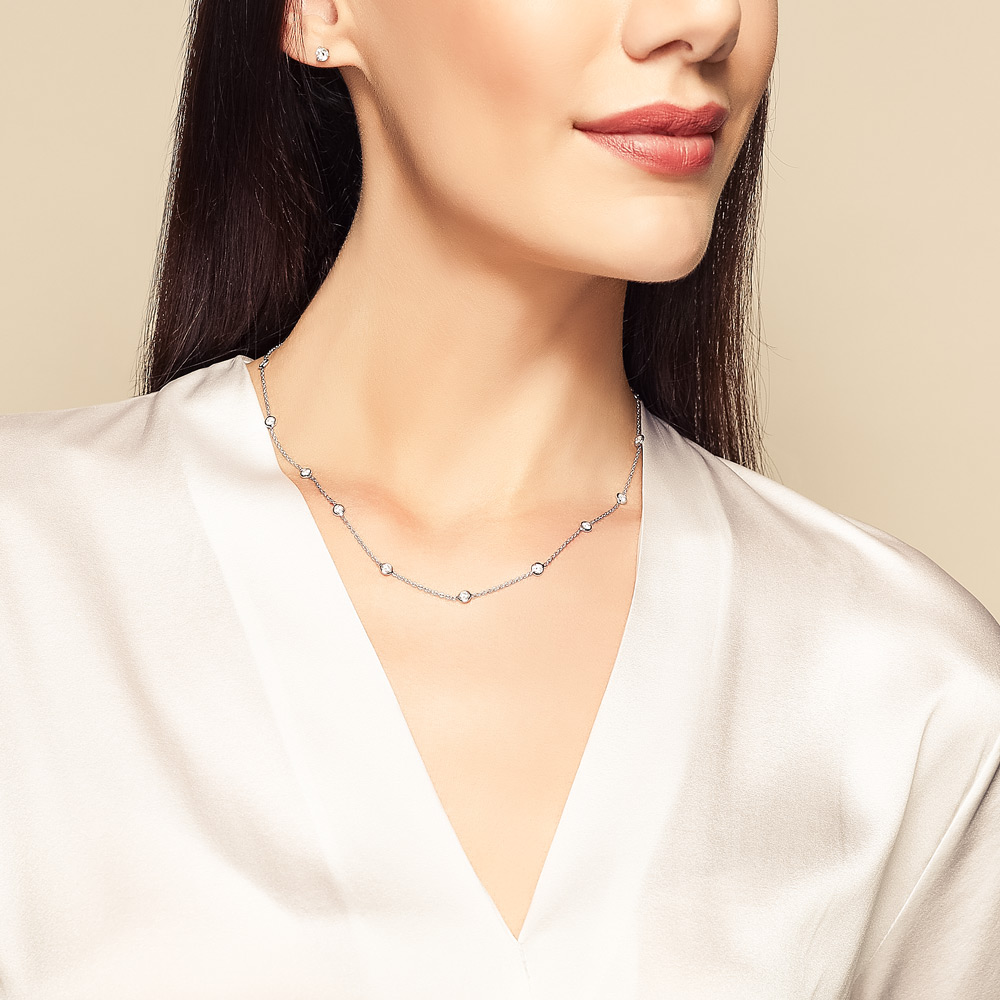 Roberto Coin Diamonds By The Inch 15 Station Necklace in White Gold 18