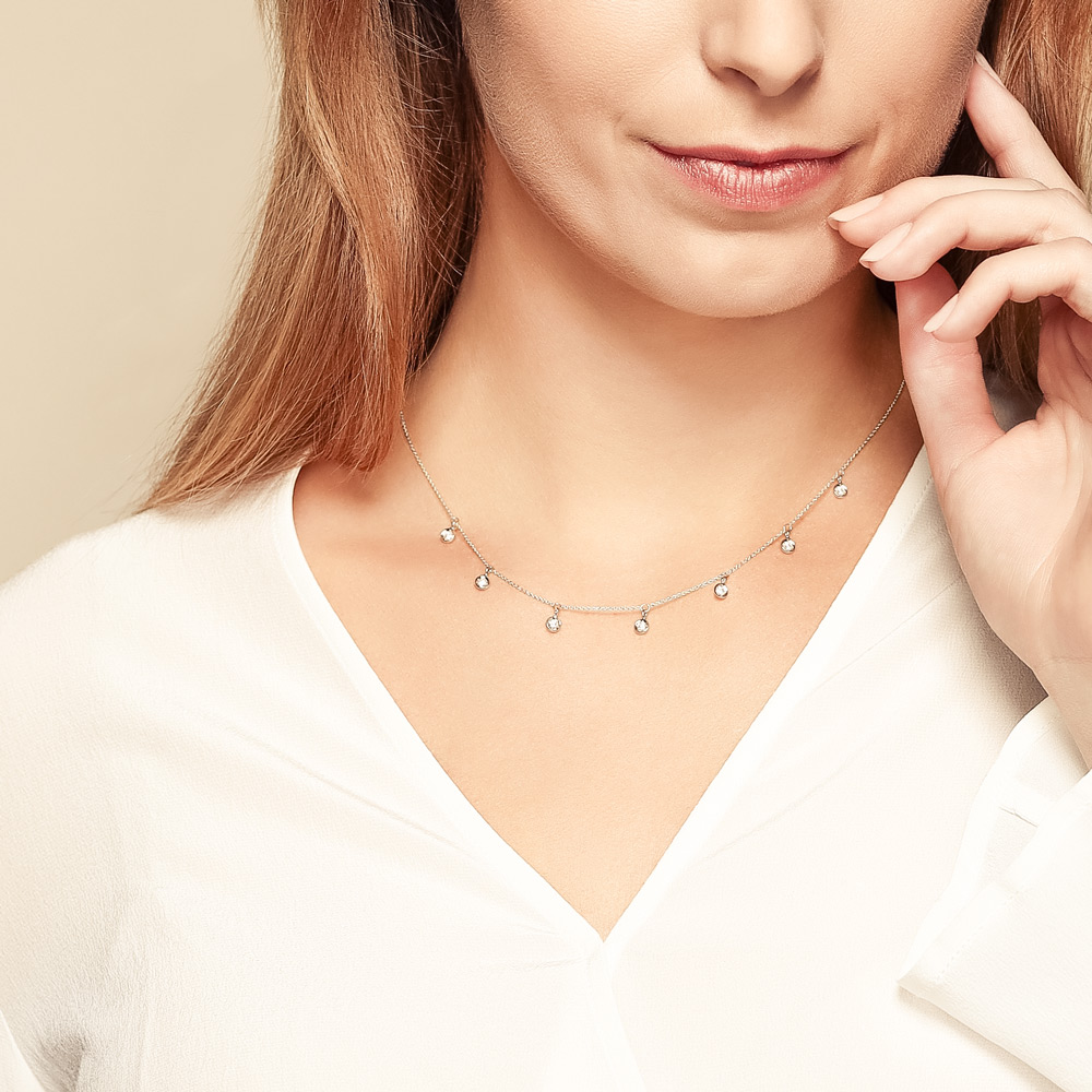 Roberto Coin Diamonds by the Inch Diamond 7 Drop Station Necklace in White Gold, 18