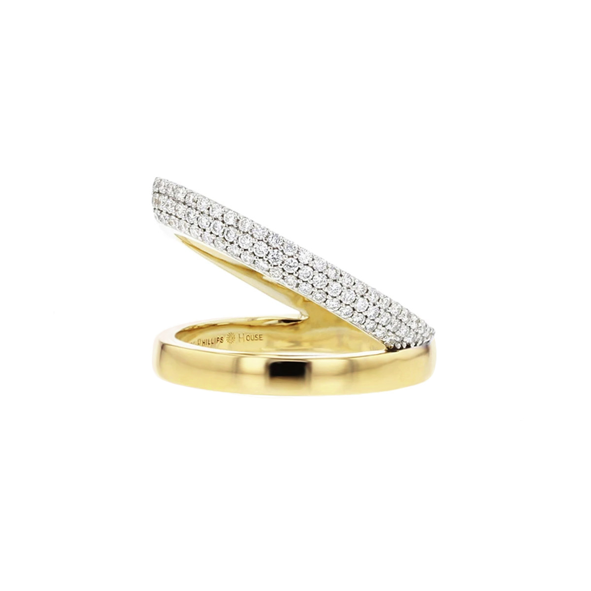 Phillips House Affair Sash Diamond Ring in Yellow Gold