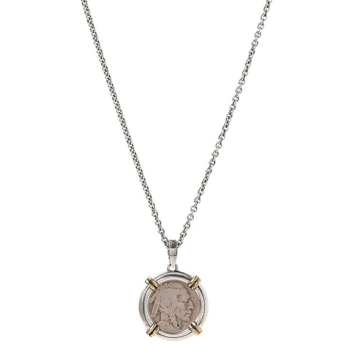 John Varvatos Sterling Silver Vintage Coin Pendant Necklace