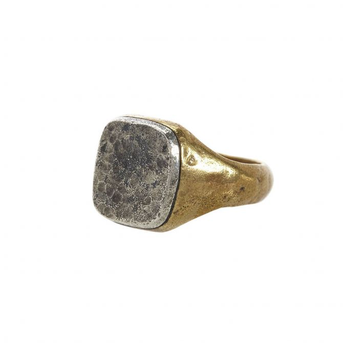 John Varvatos Distressed Sterling Silver Signet Square Ring, Size 10