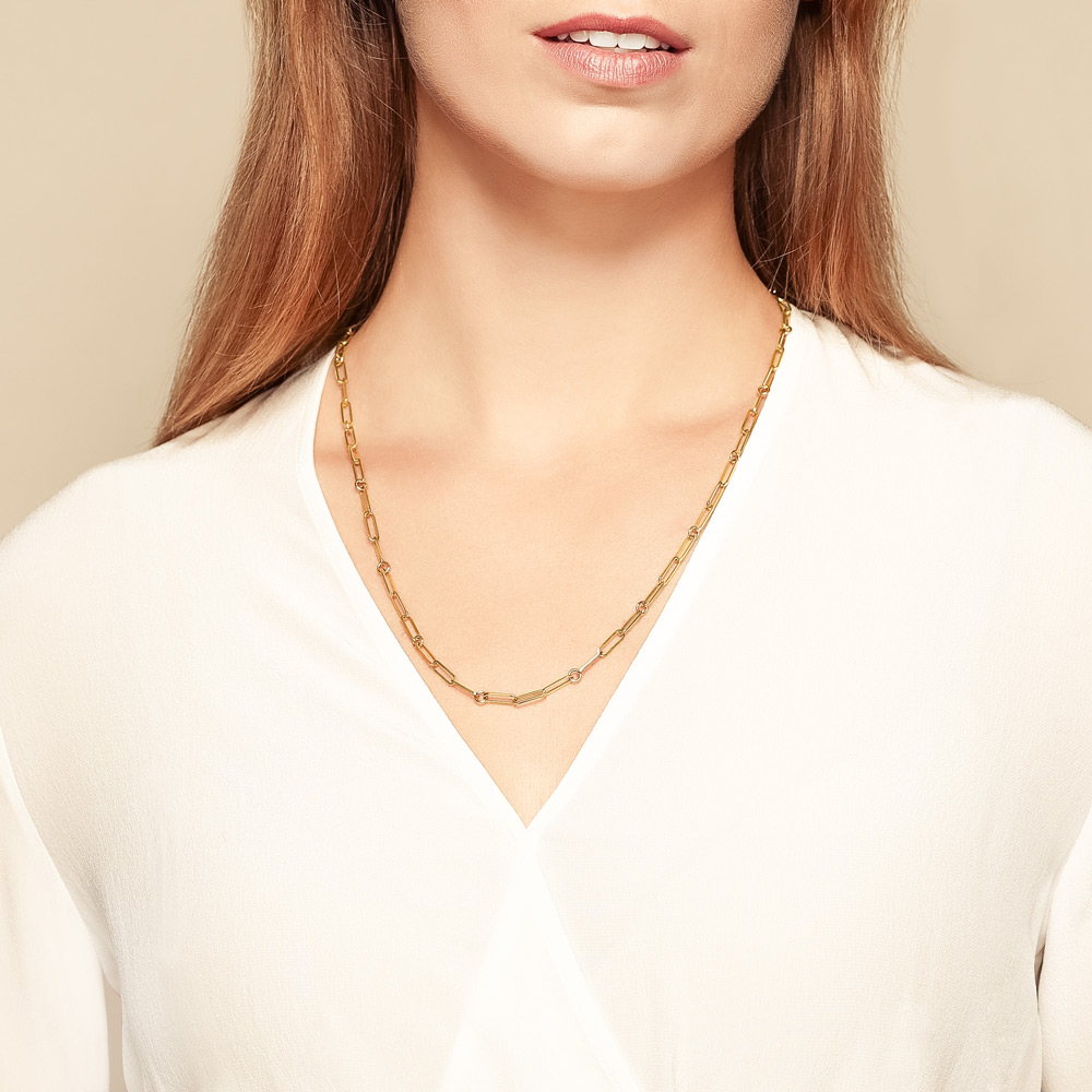 Roberto Coin Oro Classic Yellow Gold Fine Paperclip & Round Link Chain, 22