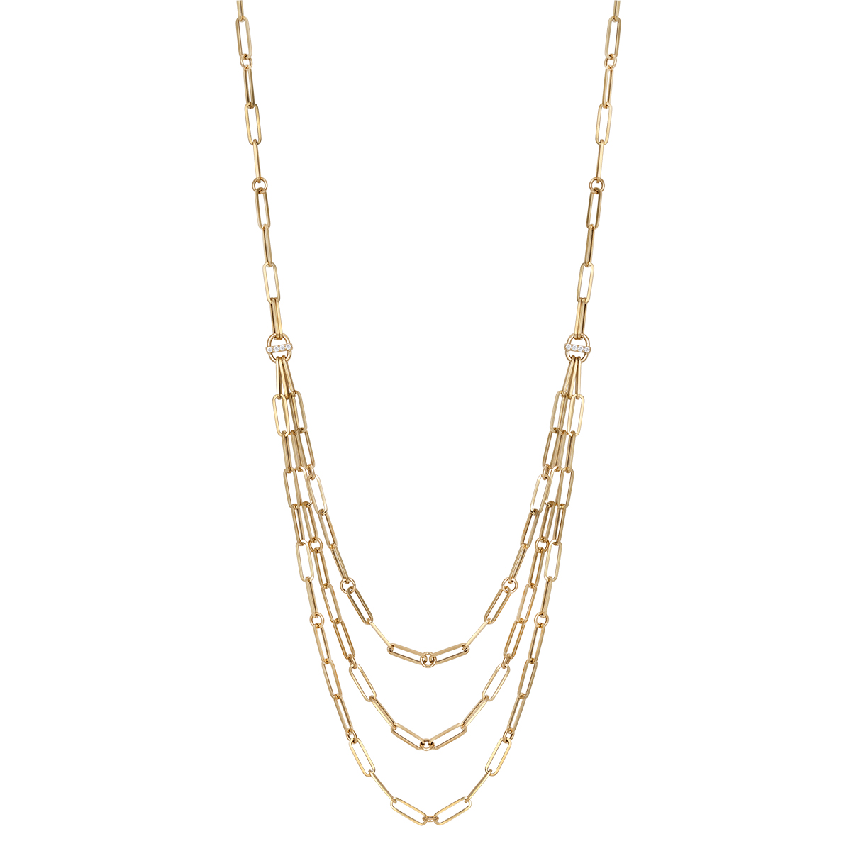 Roberto Coin Oro Classic Yellow Gold Paperclip Trip Strand Bib Necklace, 15