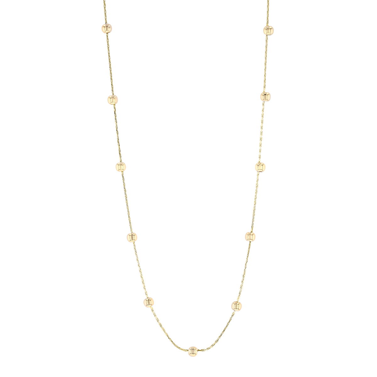 Yellow Gold Beaded Cable Chain, 18