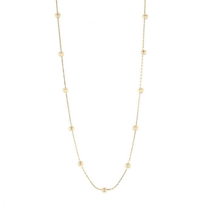 Yellow Gold Beaded Cable Chain, 18"