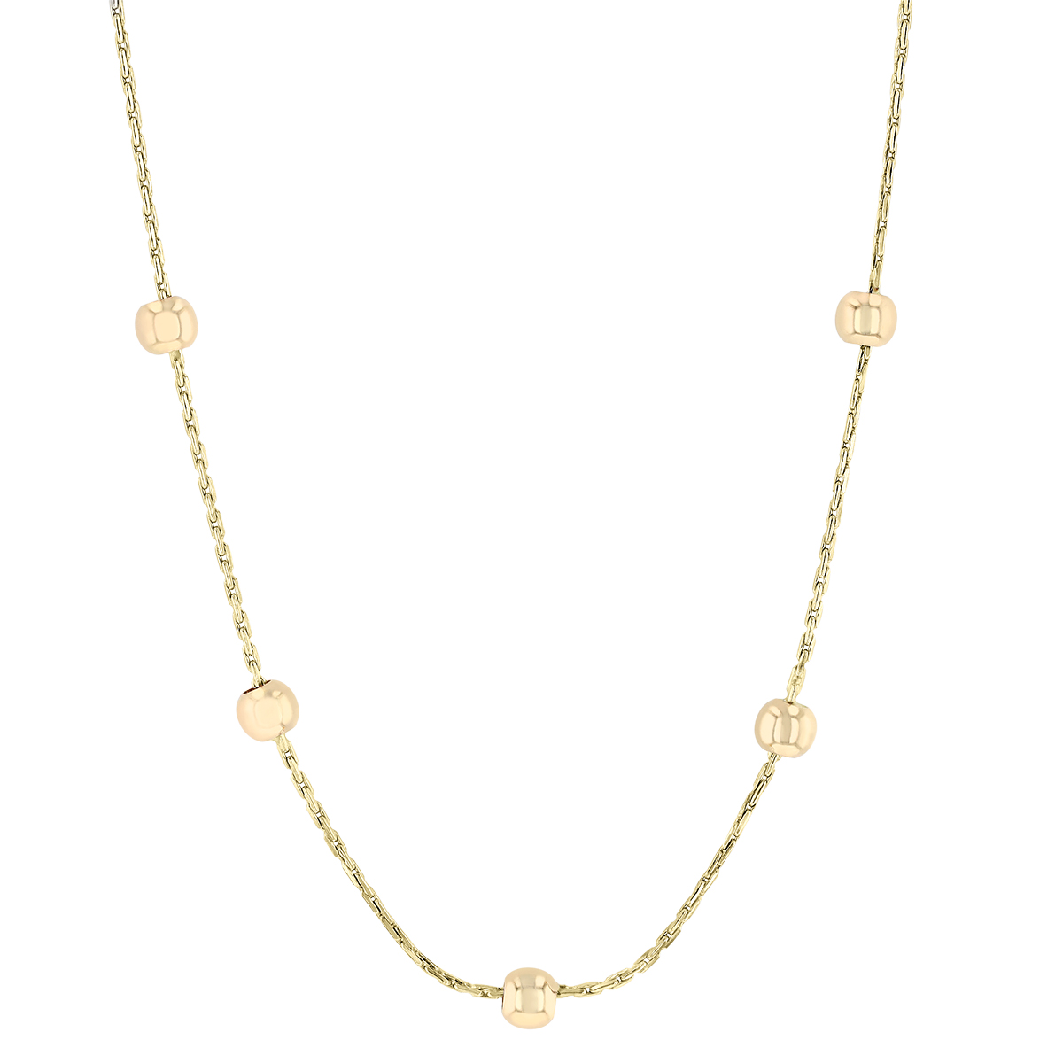 Yellow Gold Beaded Cable Chain, 18