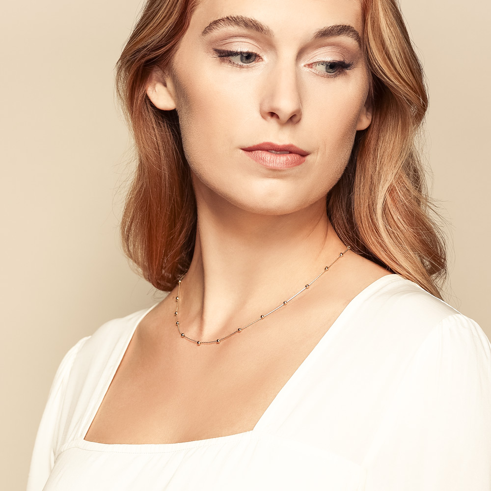 Yellow Gold Beaded Cable Chain, 18