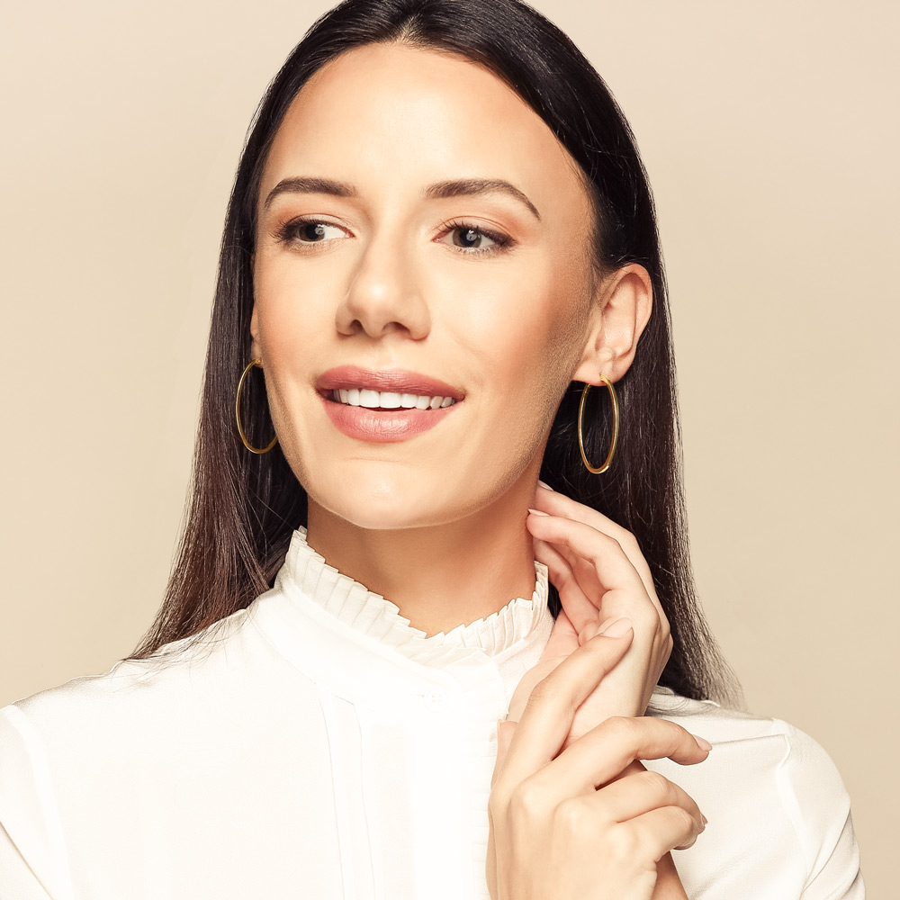 Roberto Coin Perfect Gold Hoops Yellow Gold Large Oval Hoop Earrings