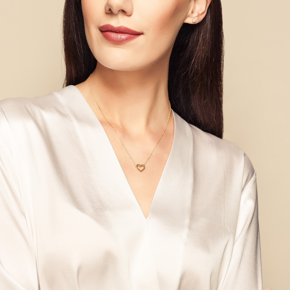 Roberto Coin Tiny Treasures Yellow Gold Flat Heart Pendant Necklace, 18