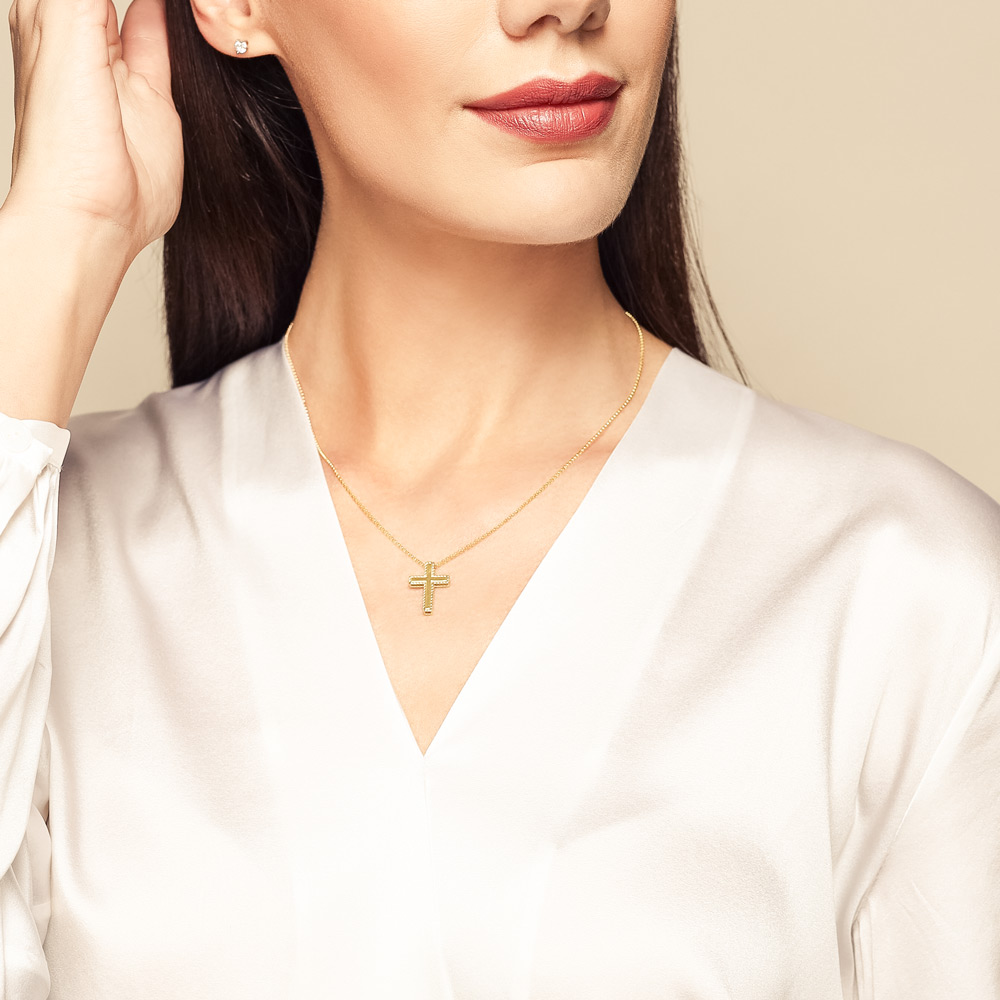 Roberto Coin Princess Yellow Gold Cross Necklace, 18