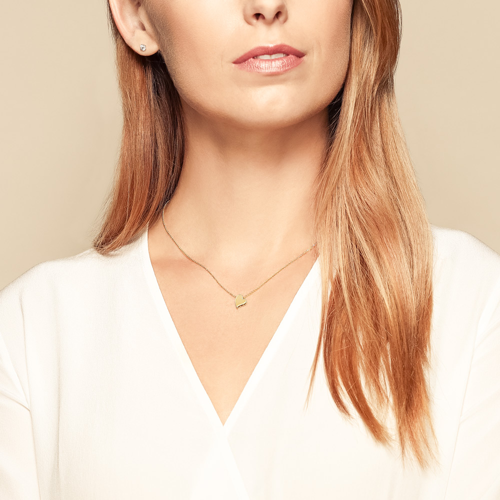 Roberto Coin Princess Yellow Gold Offset Heart Necklace, 18