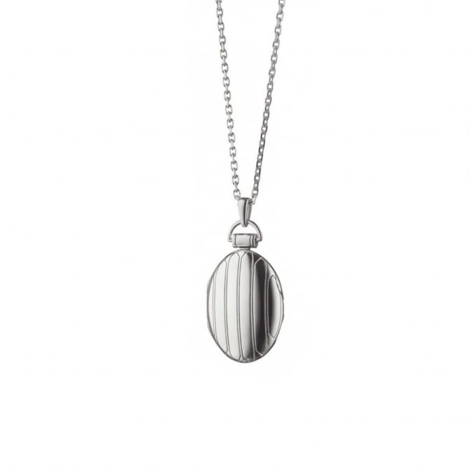 Monica Rich Kosann Oval Pinstripe Locket in Sterling Silver, 32"