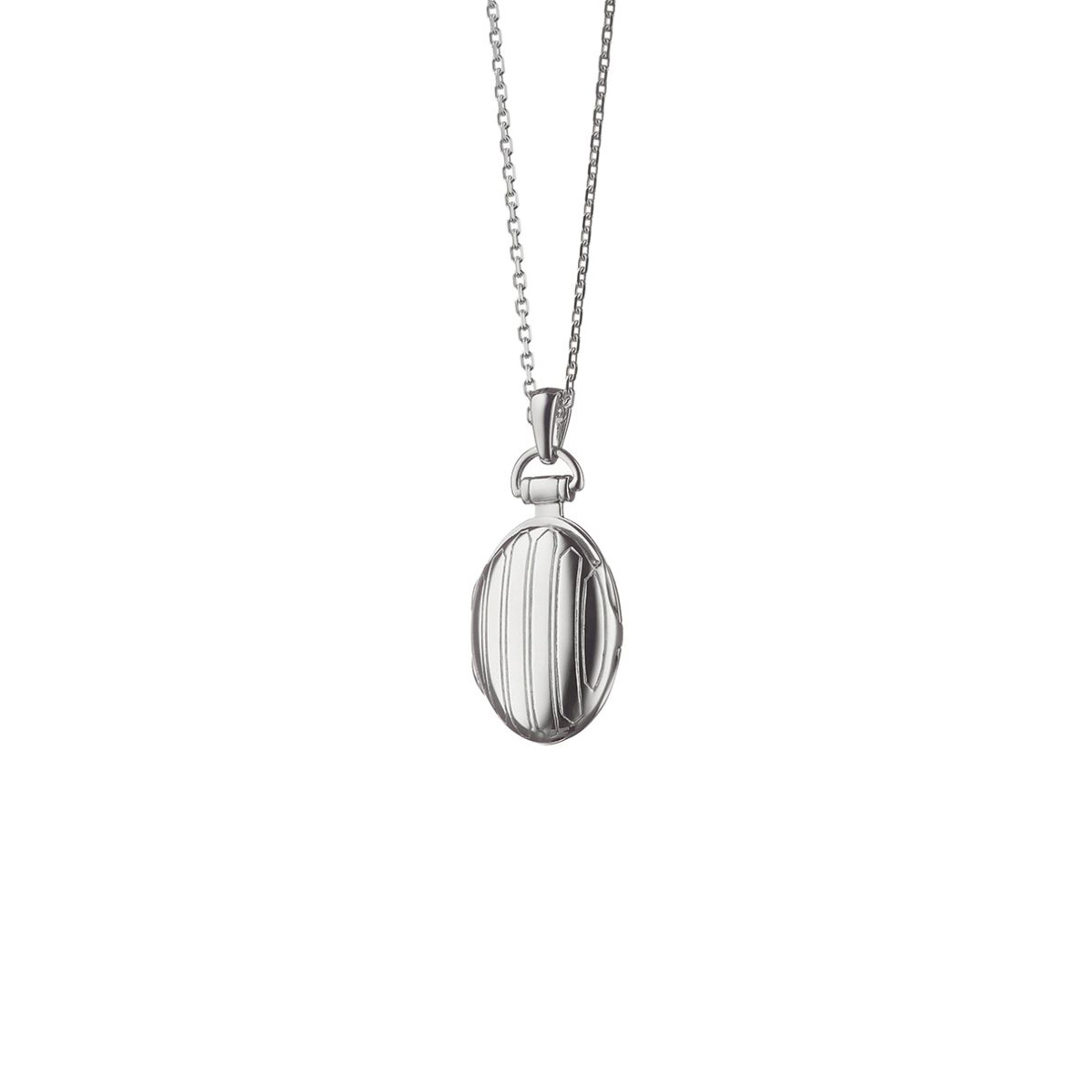 Monica Rich Kosann Petite Pinstripe Locket in Sterling Silver, 18