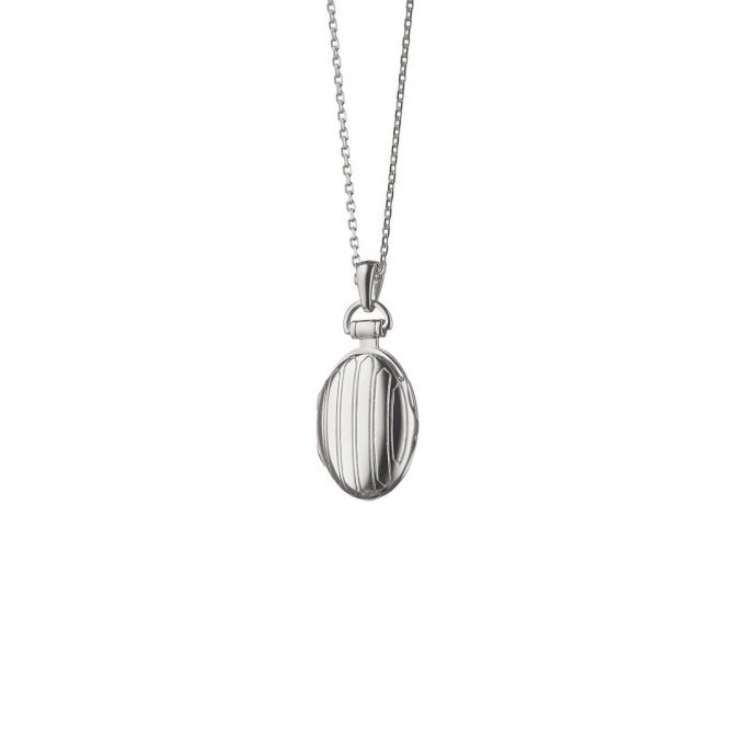 Monica Rich Kosann Petite Pinstripe Locket in Sterling Silver, 18"