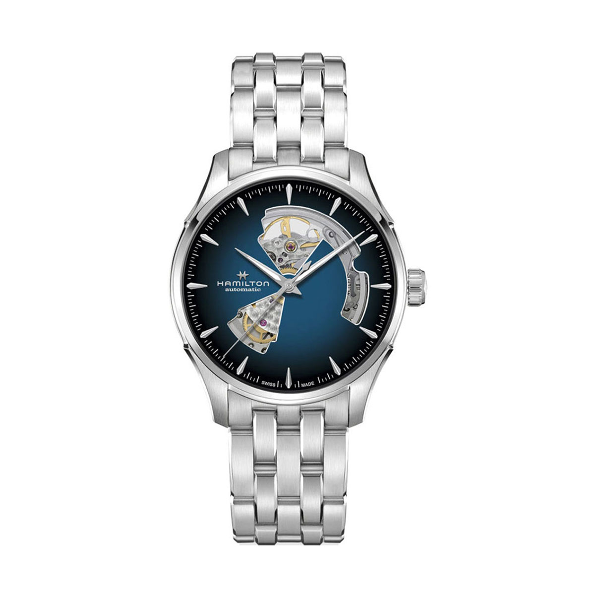 Hamilton Jazzmaster Open Heart Automatic 40mm Men's Watch, Smoked Blue Dial