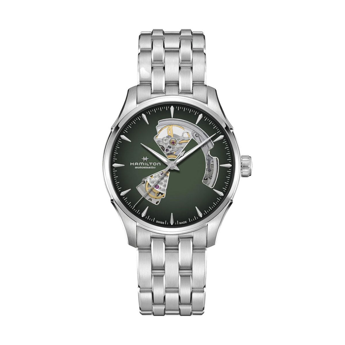 Hamilton Jazzmaster Open Heart Automatic 40mm Watch, Smoked Green Dial