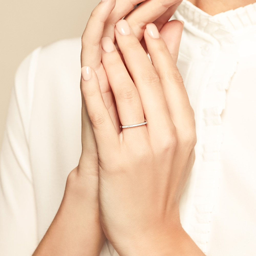 Diamond Pavé Wedding Band in White Gold, 0.16 cttw