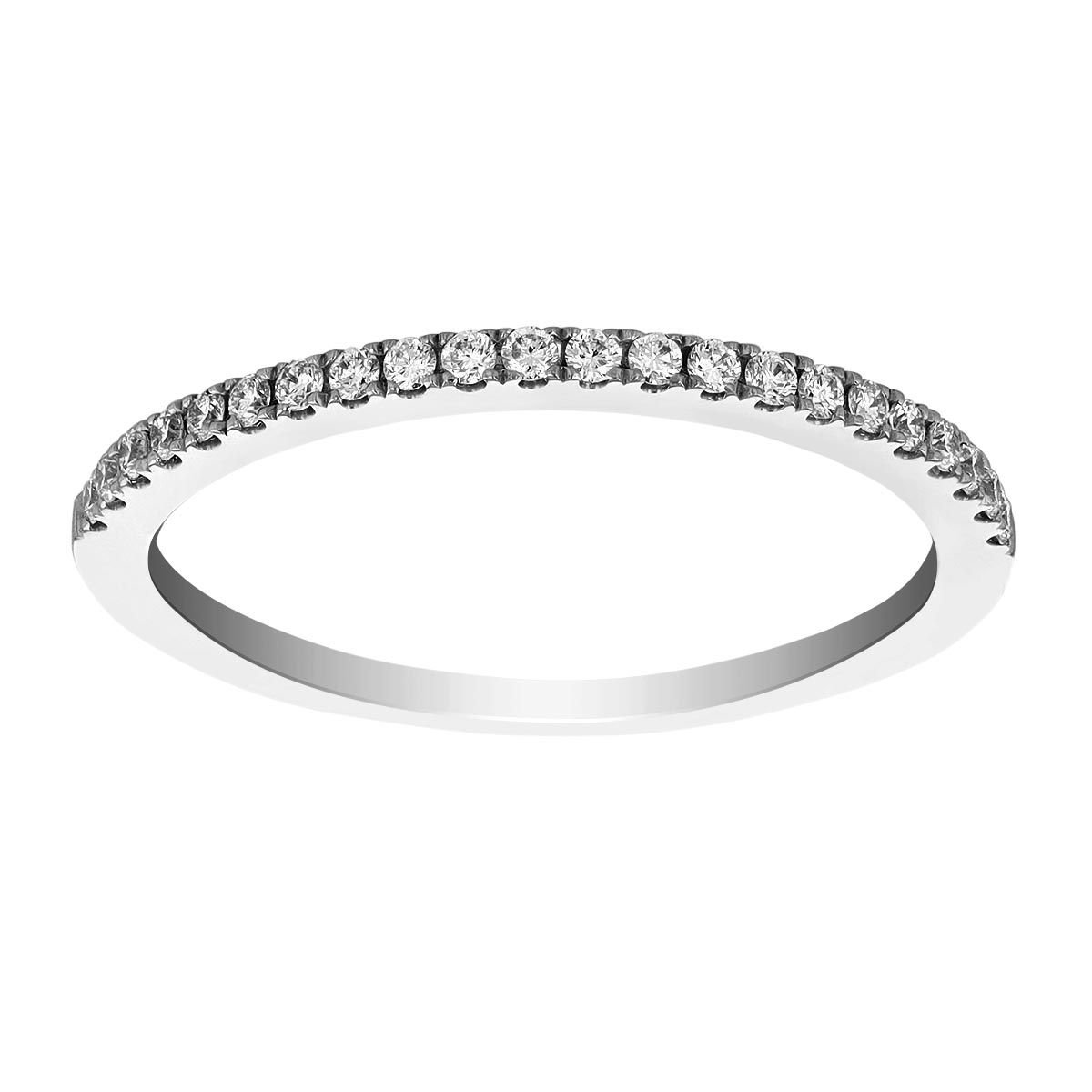 14K White Gold Diamond Pavé Fishtail Prong Set Wedding Band, 0.16aptw